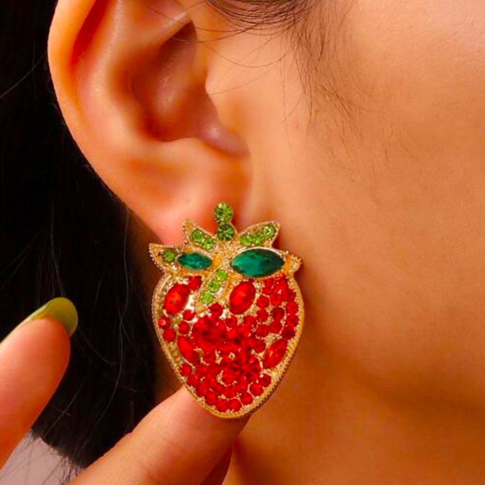 Betsey Johnson Cubic Zirconia Strawberry Earrings